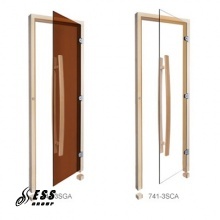 SAWO Дверь 741-3SGA-R, 690mm х 1890mm, бронза без порога с вертикальной ручкой, правая, осина